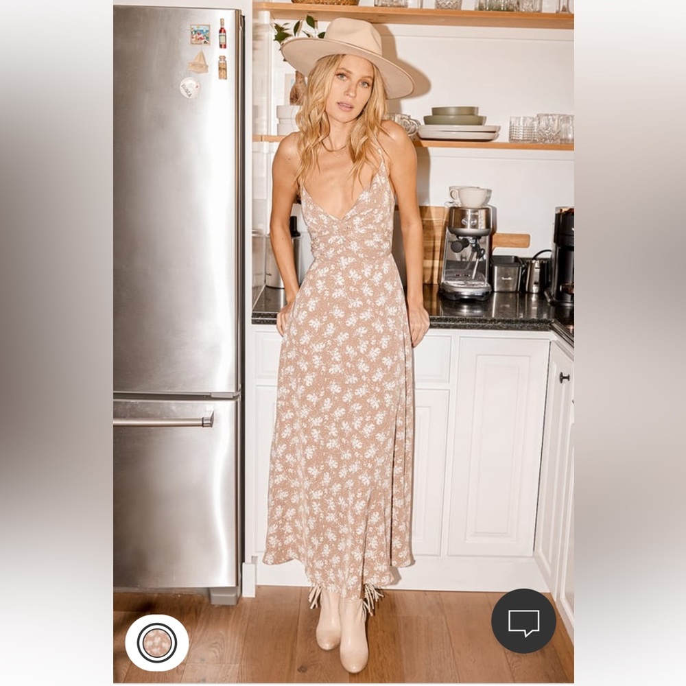 Picturesque Moments Brown Floral Print Strappy Maxi Dress